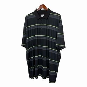 Callaway Opti-Dri Polo Shirt Mens 2X Black Gray Lime Green Striped Golf